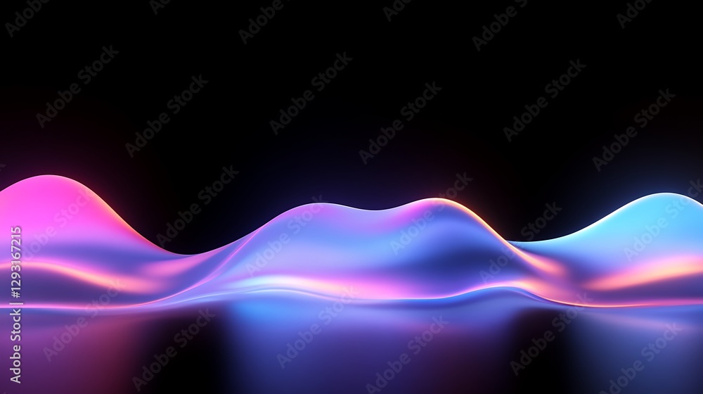Poster abstract wave pattern with vibrant color gradient set against dark background for modern design proj