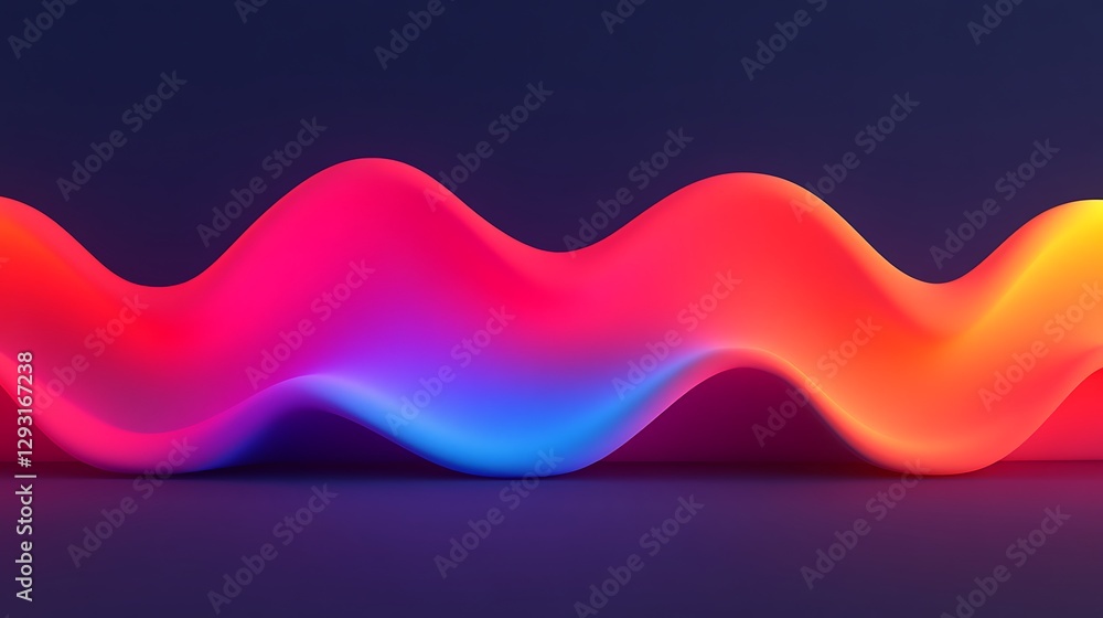 Poster abstract wave pattern with vibrant gradient colors on dark background for modern design projects