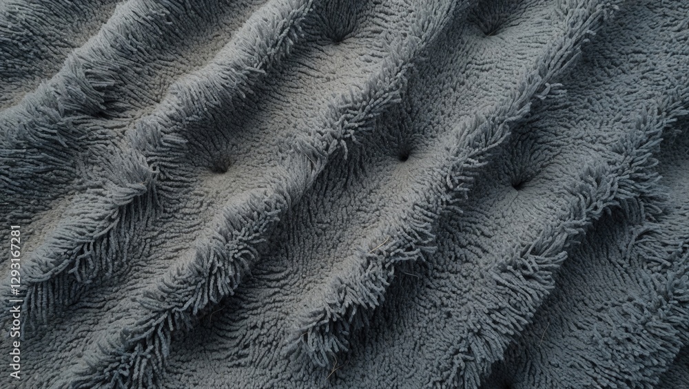 Poster textured gray carpet with indentations showcasing soft fibers and a worn appearance ideal for interi
