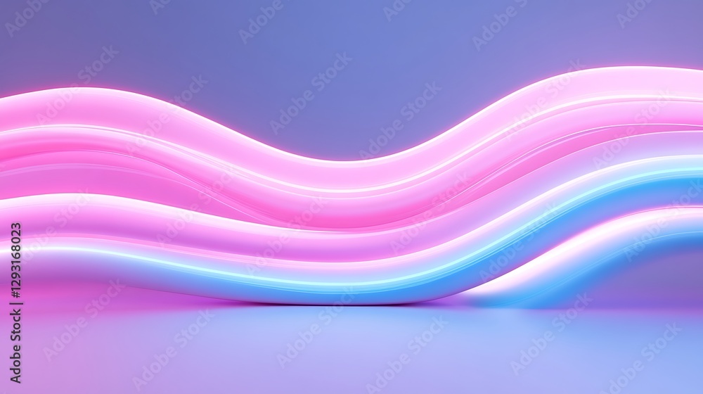 Poster abstract waves of glowing light in pink and blue tones creating a vibrant and dynamic background for
