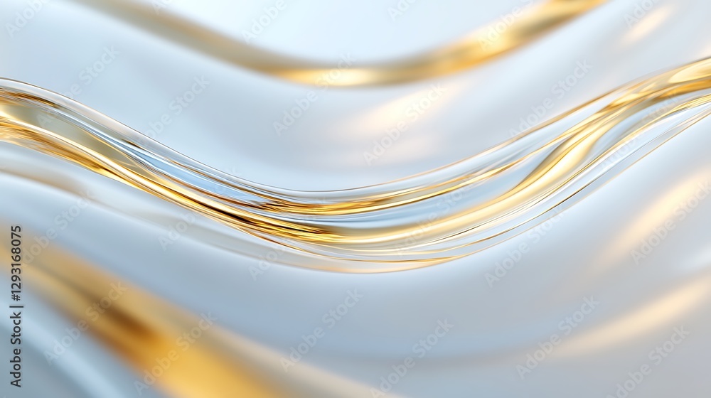 Poster abstract waves of golden light on smooth surface for elegant background and design projects