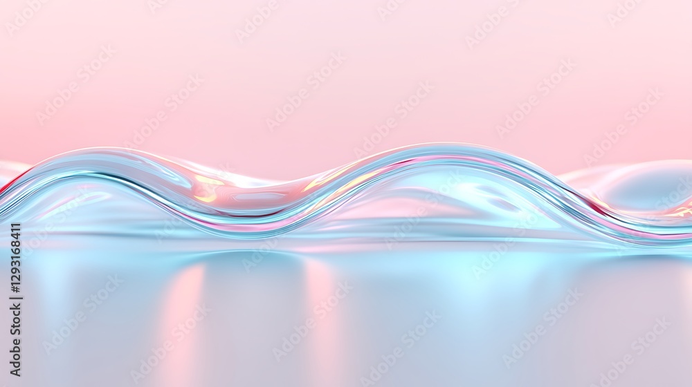 Poster abstract waves of light reflection and colorful fluid motion on soft blurred background