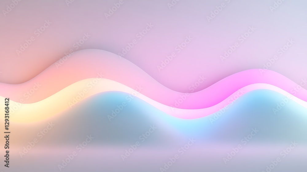 Poster abstract waves of light in soft pastel hues creating a calm and tranquil background design for moder