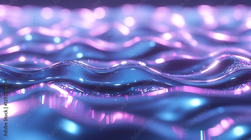 Aufkleber abstract waves of shimmering light in vibrant colors with smooth curves and reflections in a dreamy 