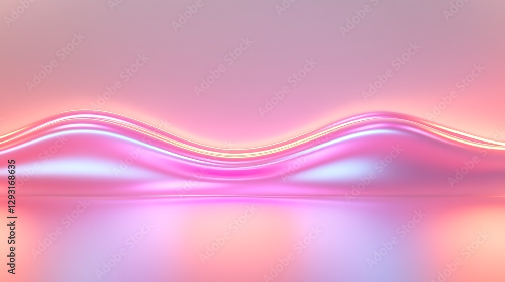 Poster abstract waves of vibrant pink and blue light creating smooth gradients in a soft glowing background