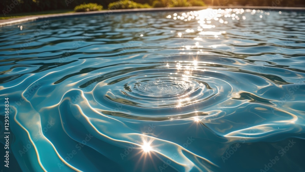 Poster sunlit ripples on a tranquil pool surface reflecting shimmering light and enhancing the serene atmos