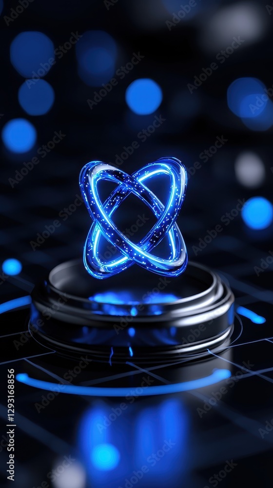 Poster abstract glowing technology symbol on a digital background representing innovation.