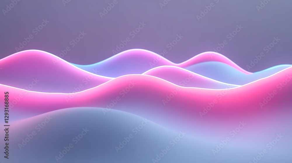 Poster abstract waves with soft pink and blue gradient in a dreamy background for creative projects
