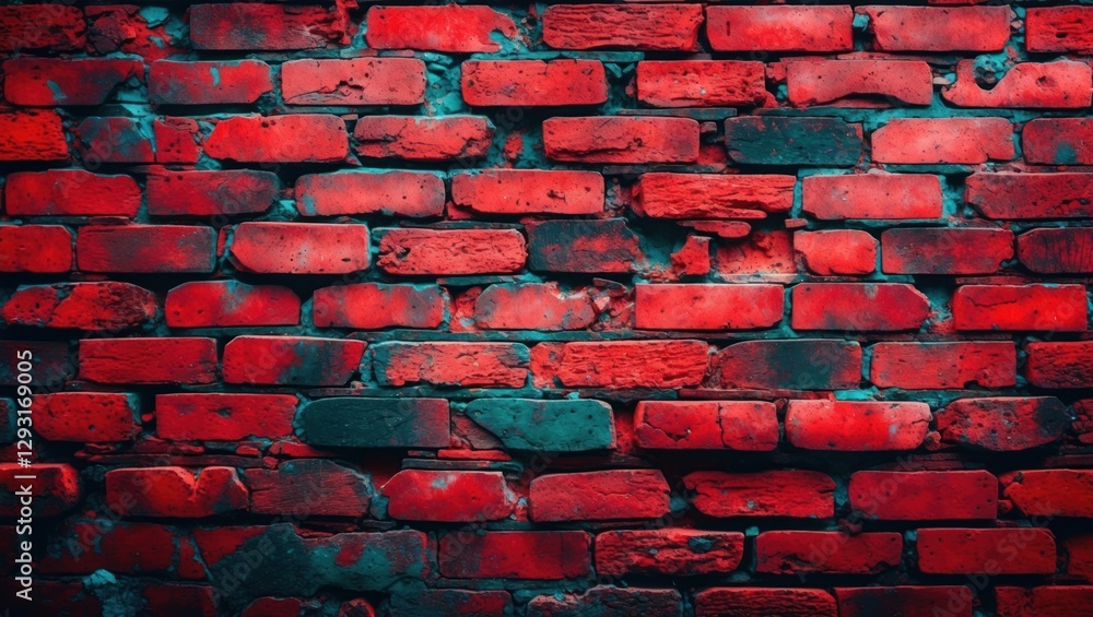Aufkleber vibrant red brick wall with textured surface showcasing unique colors and patterns ideal for backgro