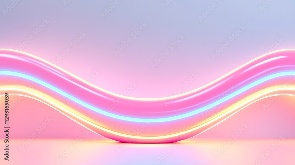 Poster abstract wavy light design with neon colors on soft background for modern visual aesthetics and crea