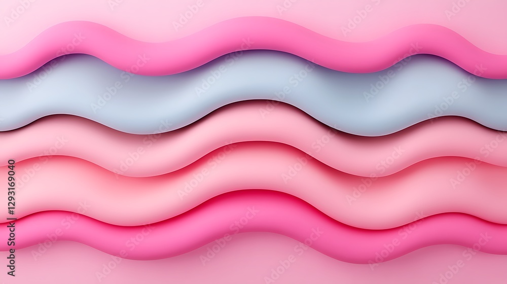 Poster abstract wavy layers of pink and blue colors on soft background for creative design projects and vis