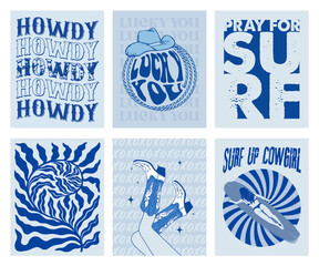 Coastal Cowgirl Poster, light blue sea surf wall art preppy blue beachy room aesthetics western cowboy apartment decor, guest check prints coastal cowgirl beachy surf, meet me at the beach