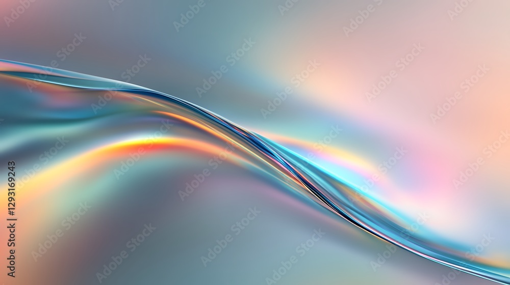 Poster abstract wavy lines with soft gradients and shimmering colors for modern design and backgrounds