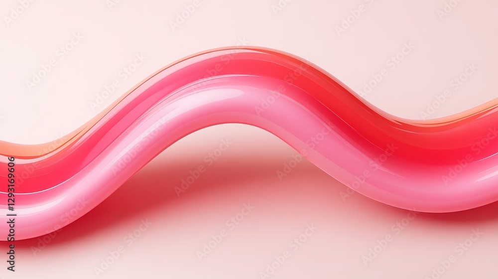 Poster abstract wavy shapes in shades of pink and coral on soft peach background for modern design or artis