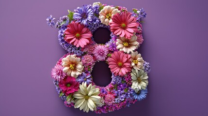 Obraz premium Floral Arrangement for International Women's Day Eight March Celebration with Vibrant Flowers and Colors
