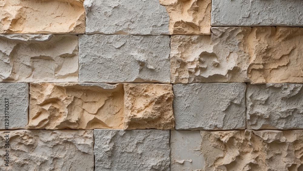 Aufkleber textured stone wall surface featuring a blend of gray and beige colors, ideal for background use in 