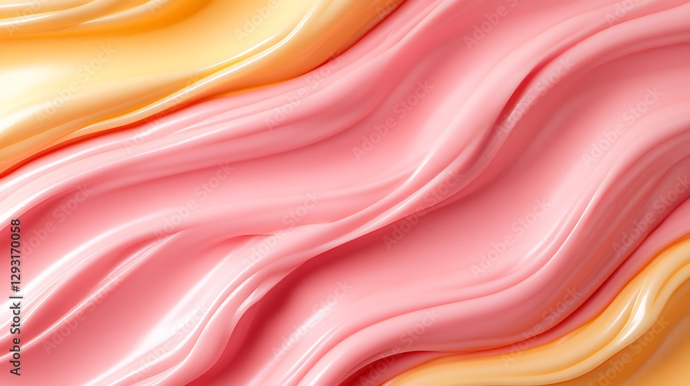 Poster beautiful abstract wavy texture with soft pink and yellow colors creating a smooth flowing appearanc