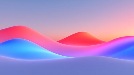 Beautiful Abstract Landscape with Smooth Colorful Waves in Gradient Hues of Pink, Blue, and Purple at Sunset