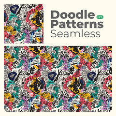 Obraz premium Doodle abstract full color patterns seamless