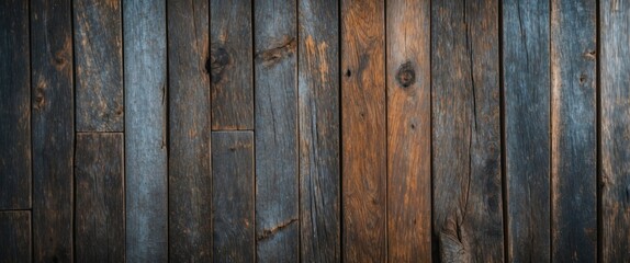 Naklejka premium Rustic wooden texture background with a mix of dark and light tones perfect for design or decorative projects.