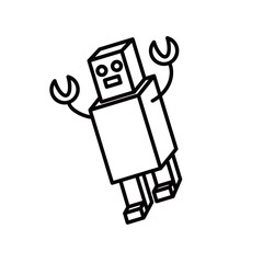 ロボットのイラスト　モノクロ