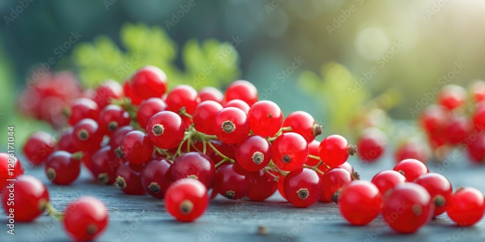 Poster vibrant red currants with shallow depth of field against blurred background ideal for creating artis