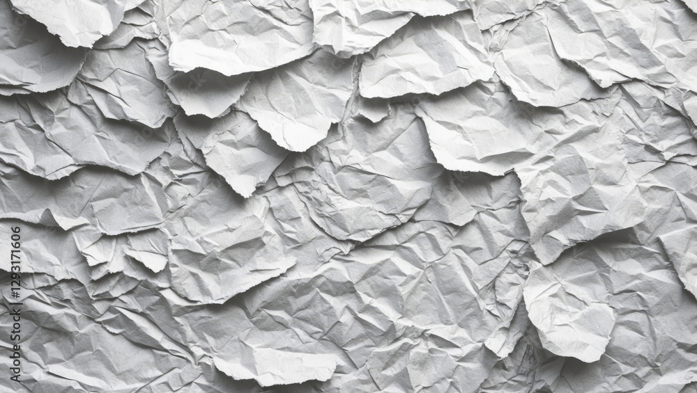 Aufkleber crumpled white paper texture background with irregular folds for design and artistic projects