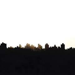 Fototapeta premium Minimalistic Cityscape Silhouette Against White Background