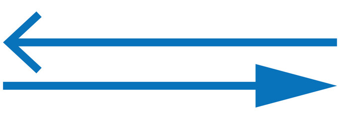 Fototapeta premium Set of long arrow vector, icon . Horizontal double side arrow. Straight long arrow vector icon set. Long arrows left and right in flat style. Long arrow silhouette, symbol, icon design, vector design.