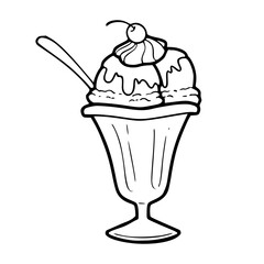 outline ice cream sundae dessert vector