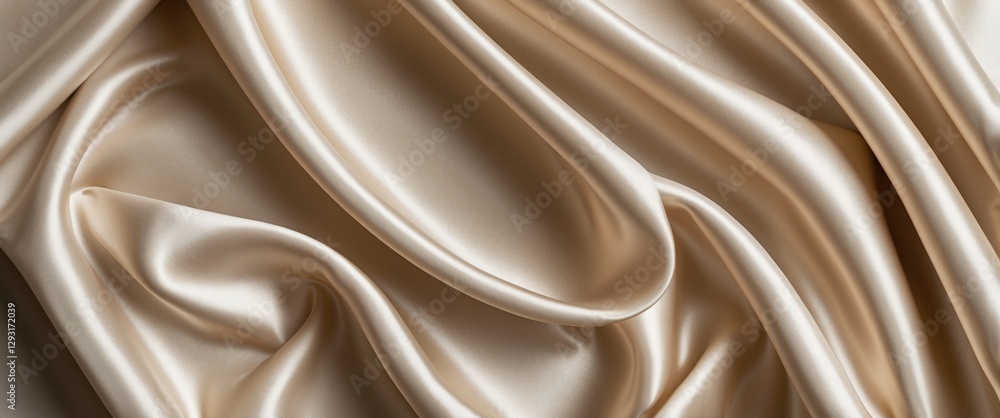 Aufkleber beige silk fabric texture with soft draping creating an elegant background for fashion or interior d