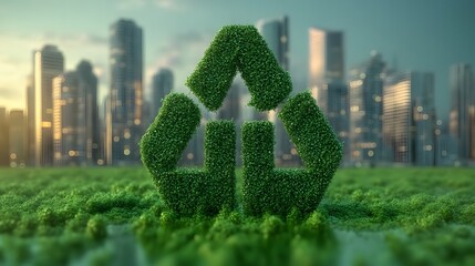 Sustainable Recycling Symbol in Cityscape