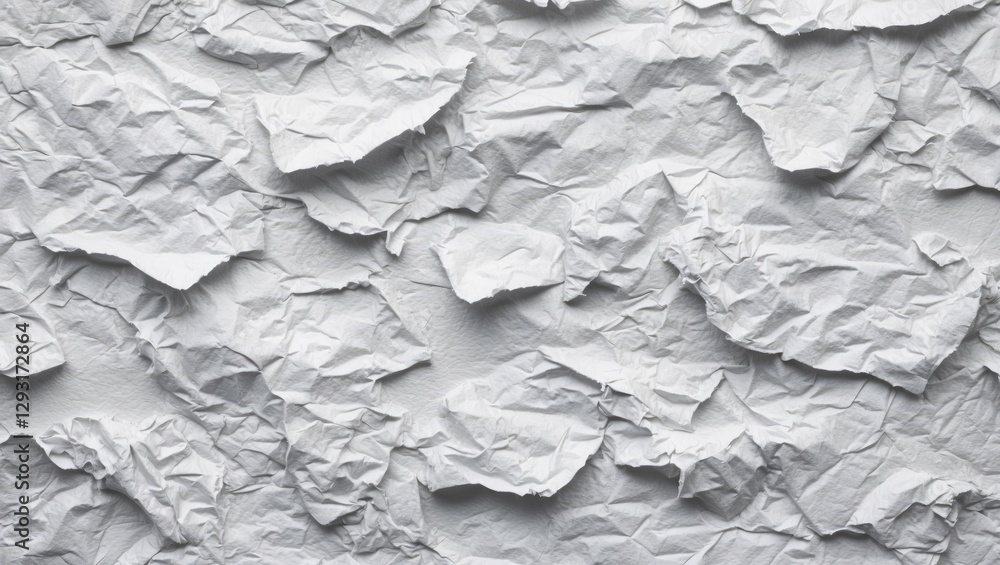 Poster crumpled white paper texture creating a rustic and vintage background for creative design projects