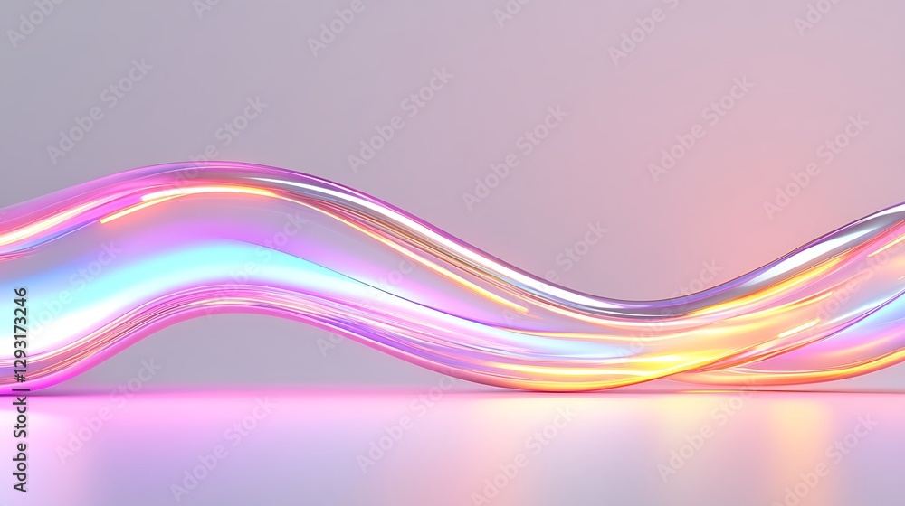 Poster colorful abstract wave with light reflection and fluid motion in a modern digital style