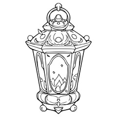 ornate vintage lantern line art illustration