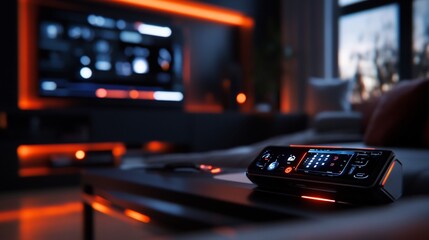 Obraz premium Smart Home Control Panel in Modern Living Room