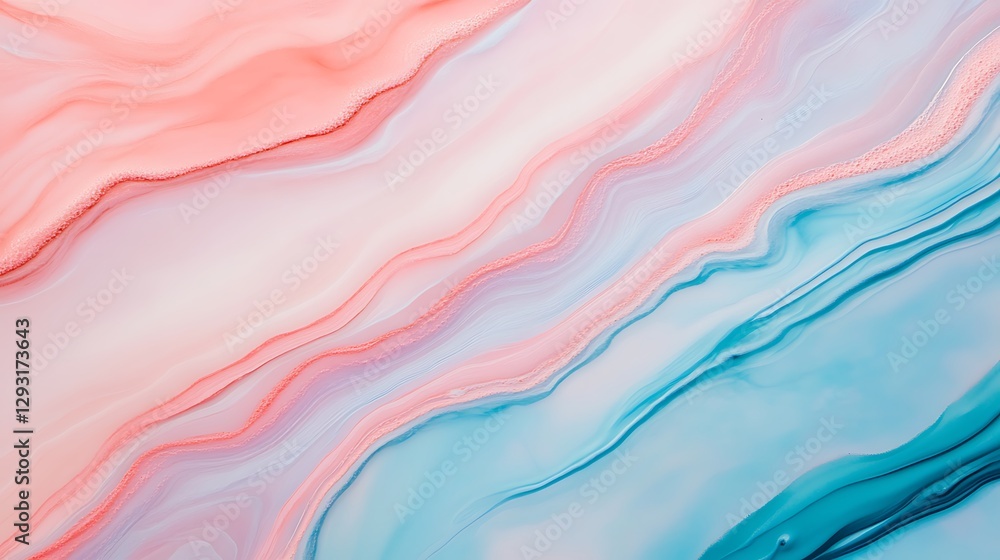Aufkleber colorful abstract waves of pink and blue fluid art on canvas creating a soft and serene background t