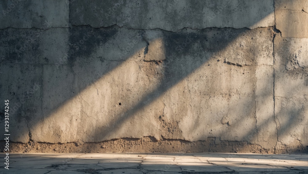 Aufkleber weathered cement wall casting shadows with textured background suitable for design and artistic appl