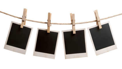 blank photo frames on rope