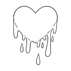 melting heart outline vector illustration