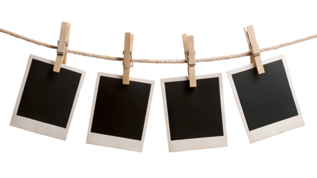 blank photo frames on rope