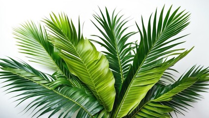 Fototapeta premium Tropical Green Palm Leaves Isolated on White Background for Decoration and Design Elements in Natural Aesthetic and Interior Styling.