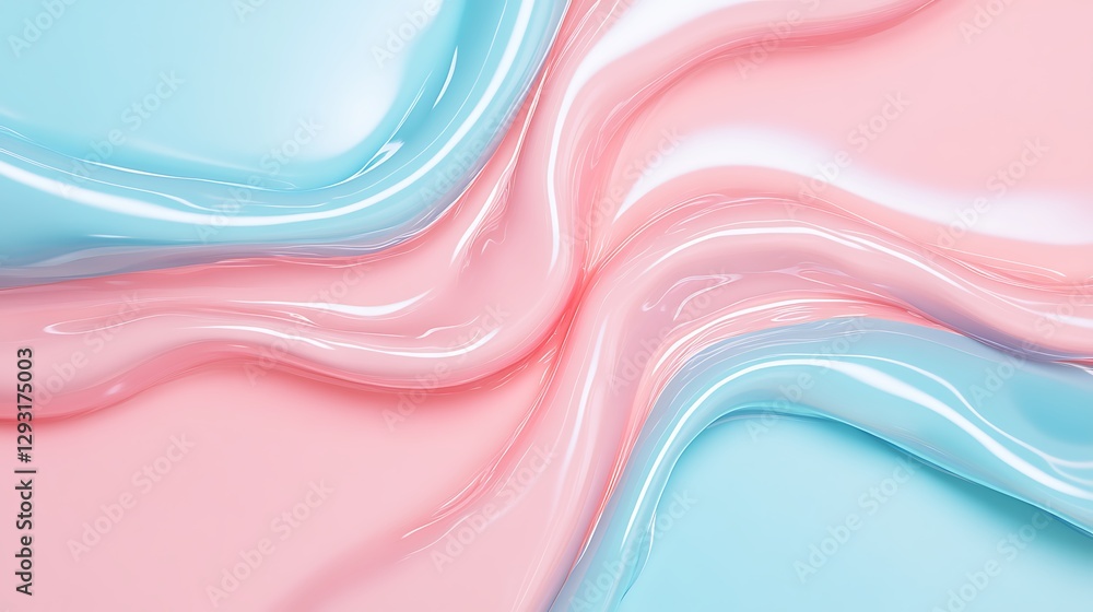 Poster colorful fluid wave patterns in soft pink and blue tones for artistic background and design creation