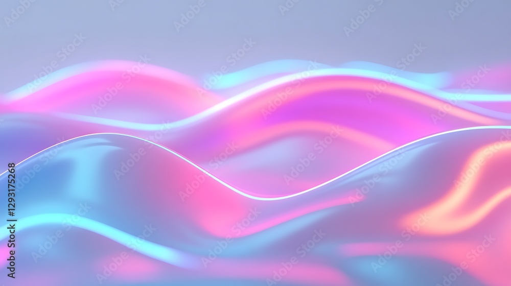 Poster colorful fluid waves with smooth surface and soft gradient in abstract artistic style for creative b