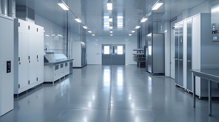 Modern Industrial Kitchen Interior with Stainless Steel Appliances and Clean Design