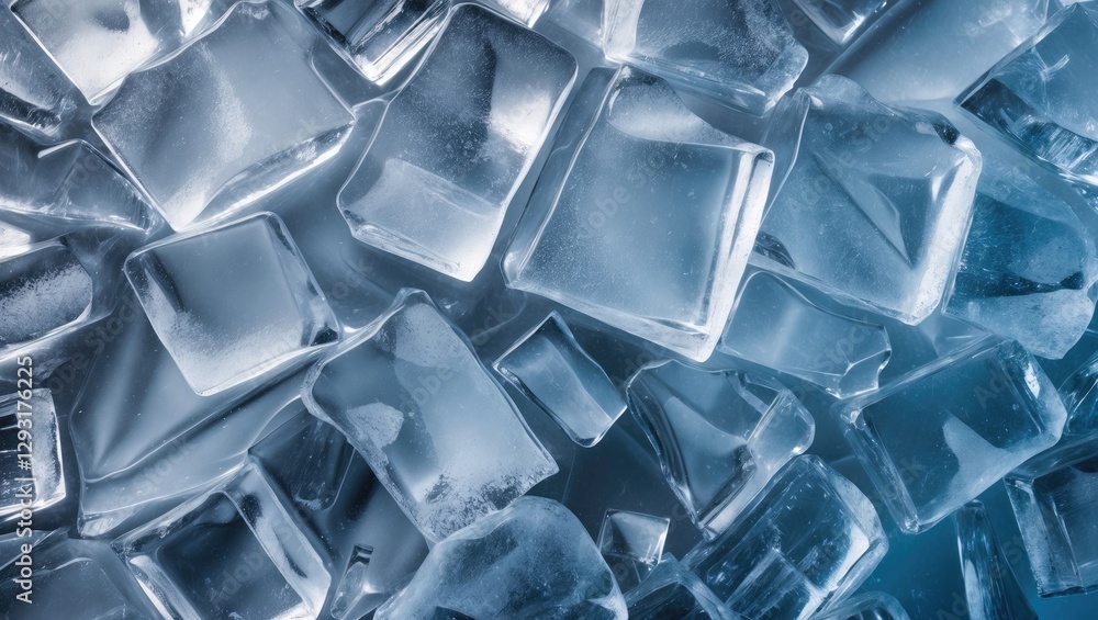 Aufkleber ice cube texture background with various shapes and sizes showcasing the clarity and crystalline str