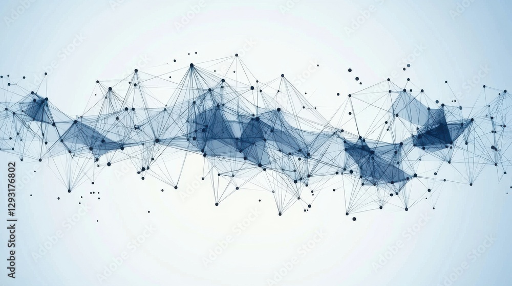 Aufkleber an abstract representation of interconnected nodes and lines in various shades of blue, symbolizing 