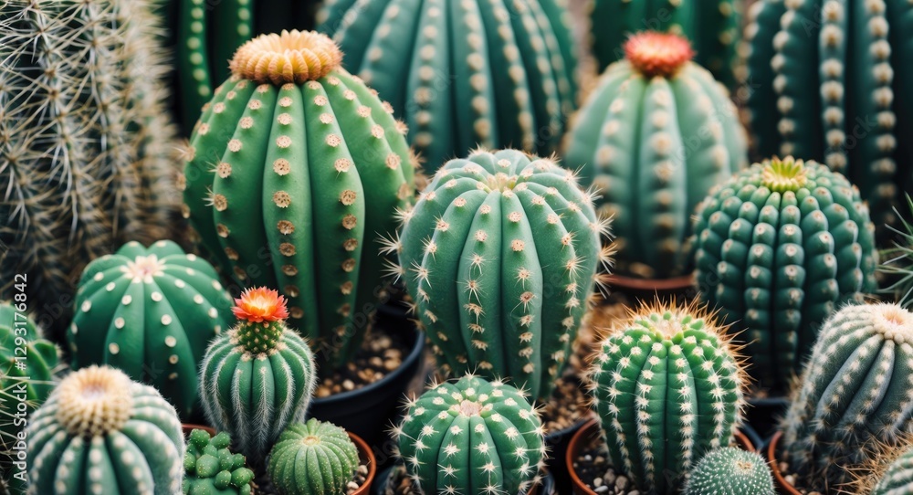 Aufkleber diverse collection of succulent cacti in various sizes displaying vibrant green hues and unique form
