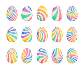 Rainbow Easter Eggs Collection. Colorful Festive Vector Illustration for Easter Celebration.