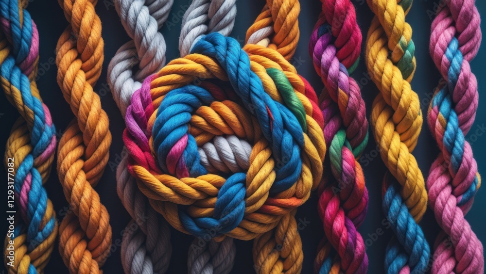 Poster vibrant and textured ropes intertwined creating a colorful abstract background for creative design o